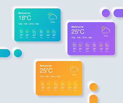 Weather Cards Neumorphic UI cards clean colors dashboard app design icons illustration minimal neumorphic design neumorphic ui neumorphism ui ux weather weather card ui weather forecast weather widget