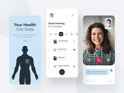 Health Care App app design doctor health healthcare interface ios medical medicine minimal mobile patient product design schedule sunday uiux