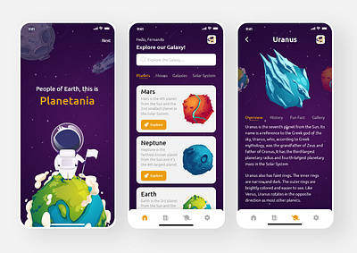 Space App UI Design app design design earth galaxy mobile app design planet planet earth space ui ui design