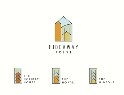 Hideaway Point Logo cabin house logo parts stained glass