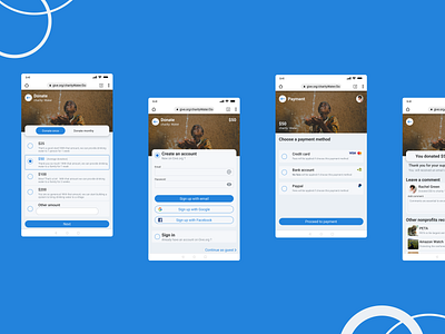 Nonprofit donation flow charity clean ui design donate mobile mobile website nonprofit payment sign up signup ui ux