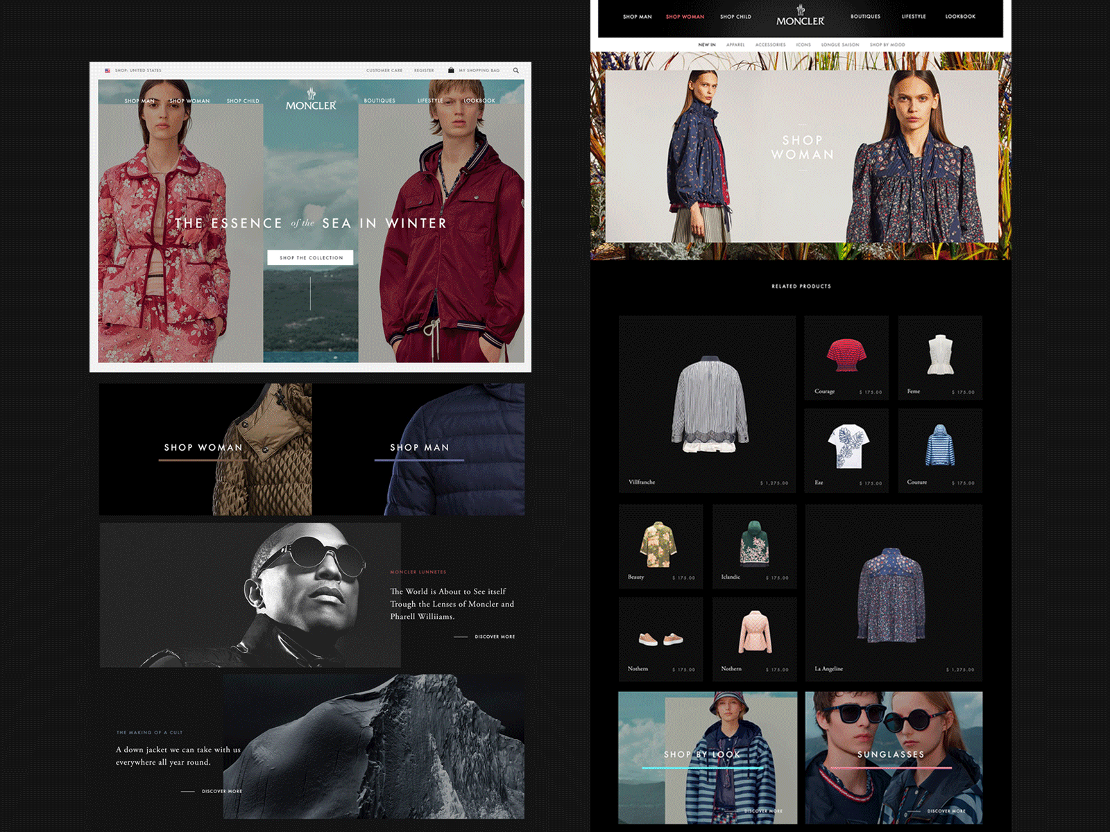 Moncler.com ecommerce fashion interaction shopify ui webdesign website