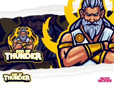 GOD OF THUNDER ESPORTS LOGO adobeillustator cartoon cartoon illustration dribbble esportslogo game illustration logo mascot sports logo