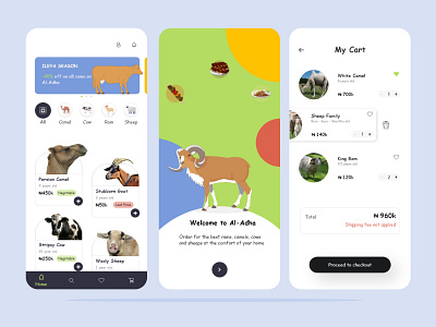 Daily UI Challenge - Mobile App Design app app design camel cow dailyui dailyuichallenge mobile app ram sheep ui uiconcept ux