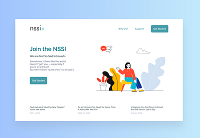 Landing Page for NSSI(A Website for Introverts) branding design introvert introverted ui ux web web design