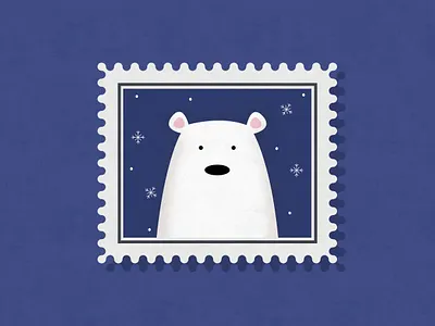 Polar Bear Stamp Illustration bear blue christmas effects illustration north polarbear snow snowflake stamp vector winter