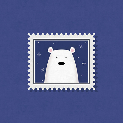 Polar Bear Stamp Illustration bear blue christmas effects illustration north polarbear snow snowflake stamp vector winter