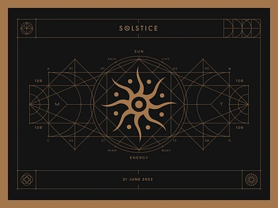 Summer Solstice 108 branding energy festival hippie identity illustration logo moonlight tribe mystical print sacred geometry solstice summer sun