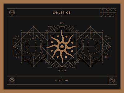 Summer Solstice 108 branding energy festival hippie identity illustration logo moonlight tribe mystical print sacred geometry solstice summer sun