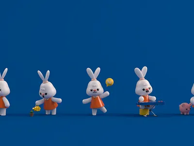 Bunny Tutu ! 3d 3d modeling animal bunny c4d character character design cinema 4d cute cute animal design illustration lovely mascot rabbit render toy