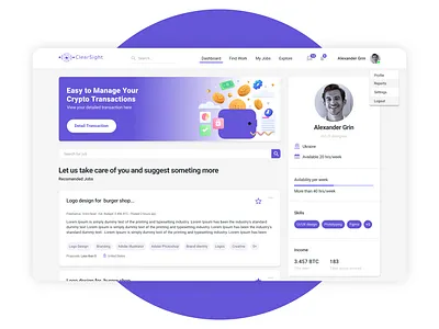 UI/UX ClearSight - The #1 Blockchain Job Platform In The World blockchain clean crypto job job platform jobs minimalistic product design ui userexperience userinterface ux