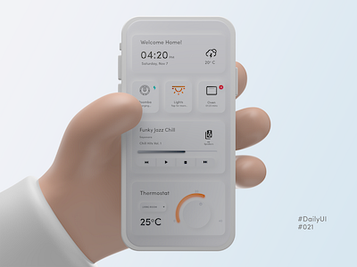 Home Control Dashboard #DailyUI #021 daily ui dailyui dailyui021 dashboard neomorphism photoshop softui thermostat xd