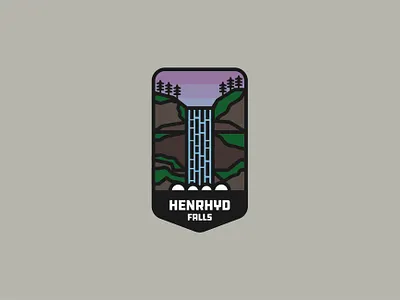 Henrhyd Falls badge badge brand brecon beacons national park design draw drawing flatdesign graphic design henrhyd falls icon identity illustrate illustration logo nature outdoors wales waterfall