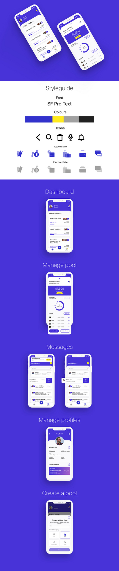 Money pooling app concept design app design interface design ios ios app design ui