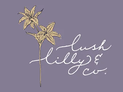 Lush Lilly & Co. Logo Purple with Flower branding design hand drawn hand lettering illustration logo logo design typography vector