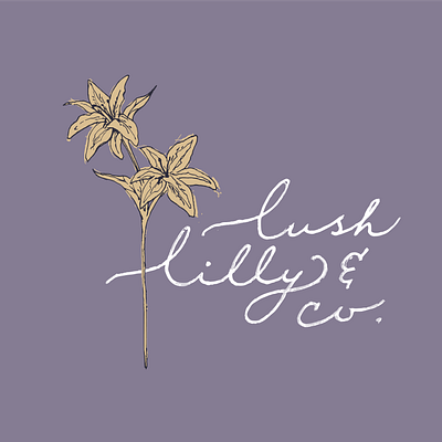 Lush Lilly & Co. Logo Purple with Flower branding design hand drawn hand lettering illustration logo logo design typography vector