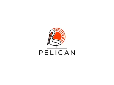 pelican logo animal logo bird minimal one line outdoor pelican pelican logo sun sunny sunset
