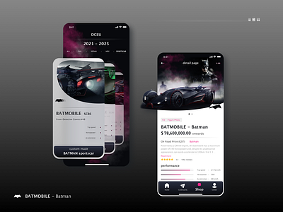 Racing custom batman batmobile black car concept design flat photoshop typography ui uiux 插画