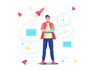 Project business character design flat illustration man ui ux vector website