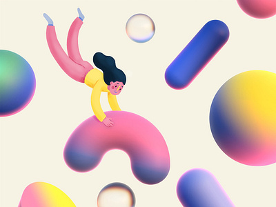 Jillipp Website Header 2 3d art 3d illustration abstract blender blender3d cartoon comic character characterdesign colorful flat illustration jillipp ui uiux webdesig website