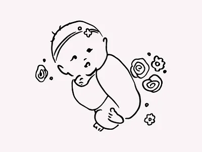 Newborn Baby Hand Drawn Illustration Vector Clipart artwork babies baby baby clipart baby girl baby graphics baby illustration baby shower child cute digital art gogivo hand drawn instant download line art line drawing newborn sleeping vector vector illustration
