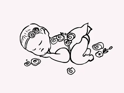Newborn Baby Girl Hand Drawn Illustration Vector Clipart artwork babies baby baby clipart baby girl baby graphics baby illustration baby shower child cute gogivo hand drawn illustration instant download line art line artwork line drawing newborn sleeping vector