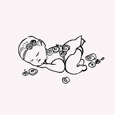 Newborn Baby Girl Hand Drawn Illustration Vector Clipart artwork babies baby baby clipart baby girl baby graphics baby illustration baby shower child cute gogivo hand drawn illustration instant download line art line artwork line drawing newborn sleeping vector