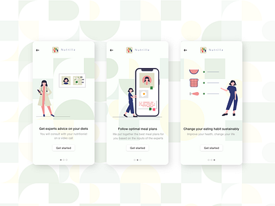 Nutrilla - nutrition experts app - diet expert food nutrition nutritionist onboarding ui walkthrough