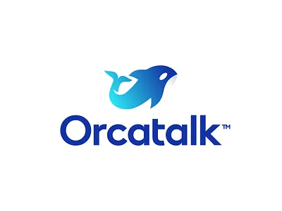 Orcatalk Logo Design - Orca, Dolphin, Ocean, Wave animal logo brand branding dolphin gradient logo graphic design designer icon icons identity logo loog lgoo lgo nature ocean orca sea symbol talk tech technology whale