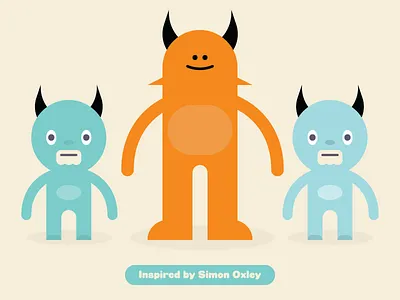 Inspired by Simon Oxley cute flat homage illustration inspiration kawaii monster simon oxley vector