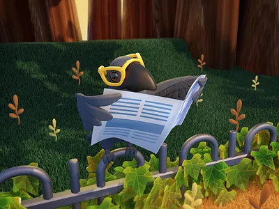Mr.Crow 3d blender cartoon character cycles illustration raven render sculpt stylized