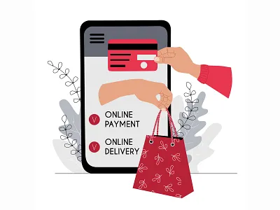 Online payment adobe illustrator business illustration delivery app design ecommerce flat illustration mobile app modern design new normal online online shop online shopping online store ui design vector