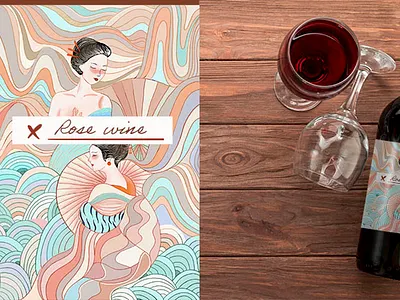 Wine Packaging design & illustration beaty beverage bottledesign branding design digitalart food geisha graphics illustration lifestyle logo package packaging design productdesign surfacedesign wine