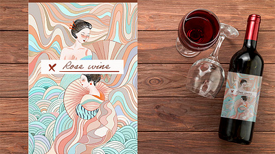 Wine Packaging design & illustration beaty beverage bottledesign branding design digitalart food geisha graphics illustration lifestyle logo package packaging design productdesign surfacedesign wine