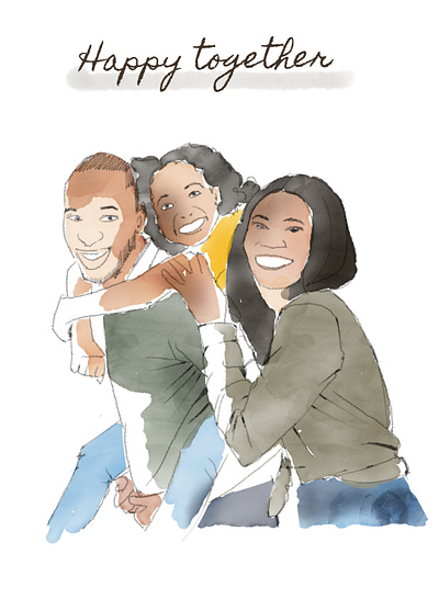 Happy Together - Custom Illustration drawing illustration portrait watercolor