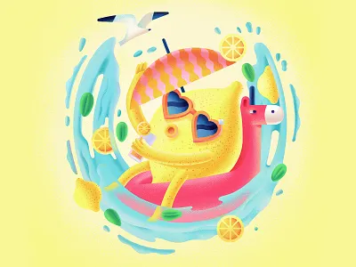 Lemon character digital digitalart drink illustration lemon summer summertime unicorn vector