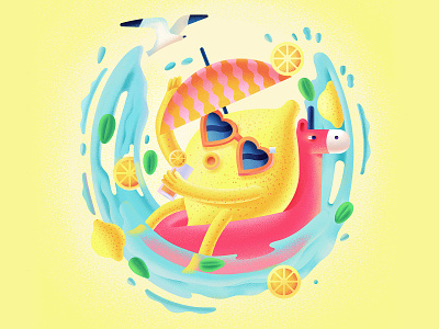 Lemon character digital digitalart drink illustration lemon summer summertime unicorn vector