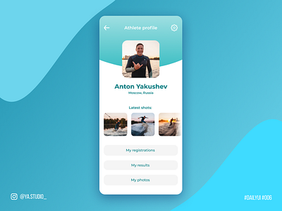 Personal profile UI concept app athlete profile clean daily dailyui dailyui006 dailyuichallenge dashboard data design figma flat minimal profile design ui ux