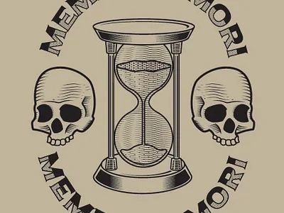 Memento Mori badge logo vector