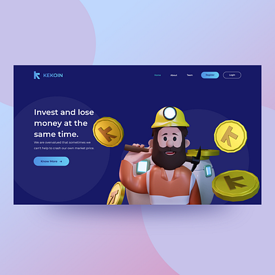 Day 8: Kektocurrency (not a scam) 3dart 3dartwork blender blender3d blue concept crypto dashboard design exploration inspiration landingpage trends ui uiux webdesign