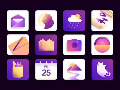 App Icons affinity designer art branding cat design digital illustration icons illustration ios mobile ui vector