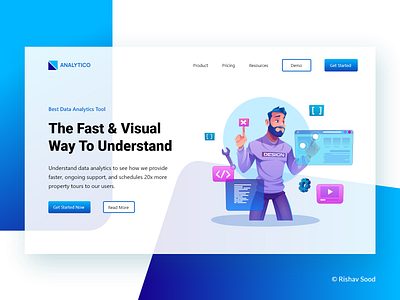 Analytico - Best Data Analytics Tool abstract adobe xd analytics clean ui color concept data analysis data analytics design gradients illustration illustrations tool transparent typography ui uiuxdesign ux vector