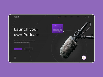 AUDIT - Home page audio black microphone podcast podcast art podcasting purple ui uidesign