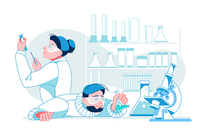 laboratory characters design equipment illustration interior laboratory professional research science vector