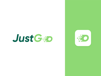 Just Go - Wordmark Design app icon brand designer brand voice adjectives color palette delivery branding delivery logo delivery service delivery wordmark design fast service grocery store letter o logo lettermark logo speed lines store wordmark design