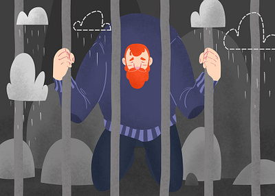 A raining jail illustration illustration art illustrator jail minimal minimalism minimalism illustration minimalistic raining