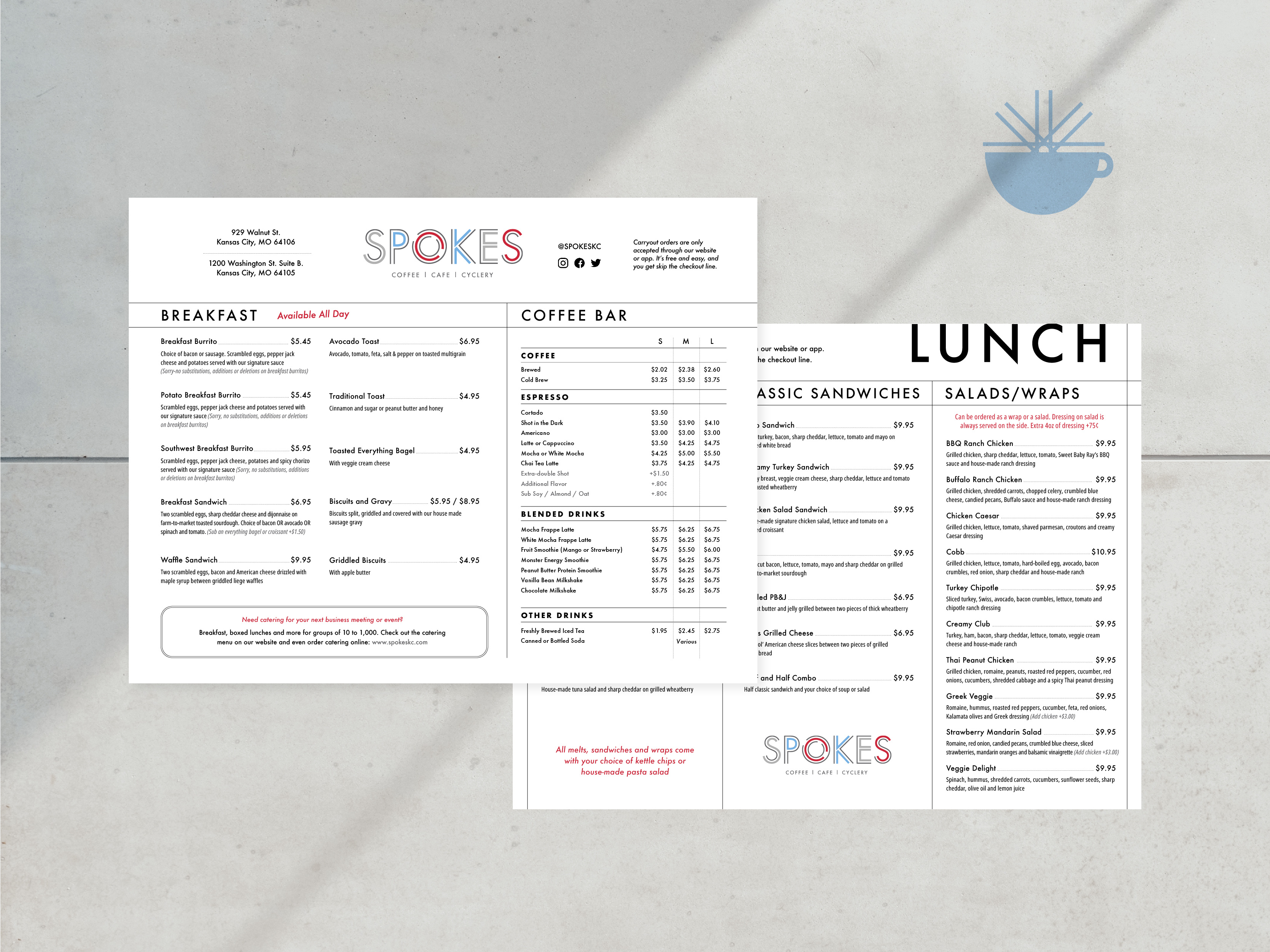 Spokes Cafe Cyclery Branding bike shop branding cafe branding cafe menu design graphic design identity design kansas city restaurant menu