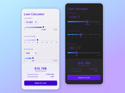 Loan Calculator neumorphism /#Daily Ui 004 calculator calculator app calculator ui daily 100 challenge daily ui dailyui dailyuichallenge loan calculator neumorph neumorphic design neumorphism ui ux