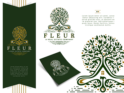 Fleur Company agency branding agency logo branding design building branding building logo home branding home logo house design house logo logo branding logo design logo mark luxury logo plant logo real estate real estate branding real estate design real estate logo tree logo vintage logo