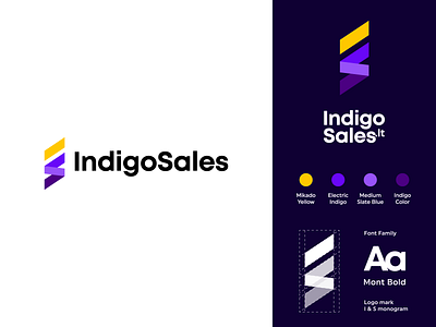 Indigo Sales Logo Design branding colors design explanation fonts gedas meskunas glogo icon illustration indigo logo outline sales sport vector